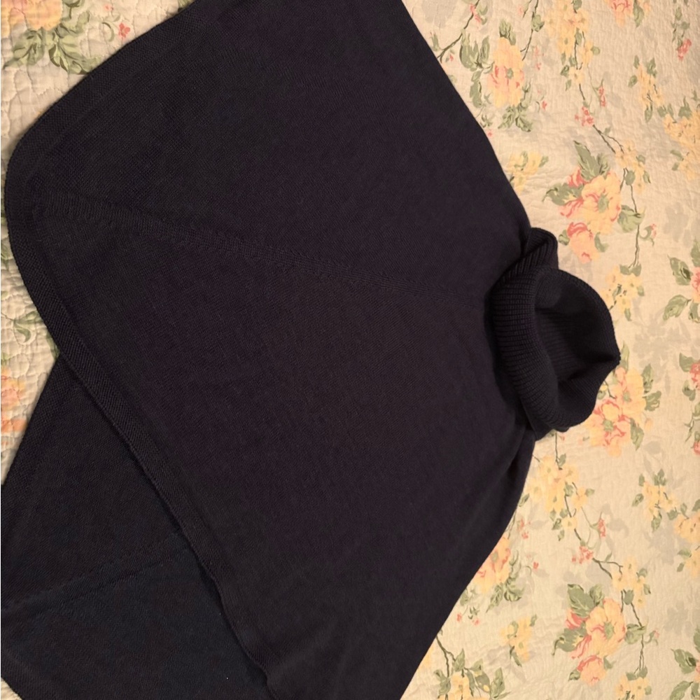 Navy Blue Turtleneck Poncho